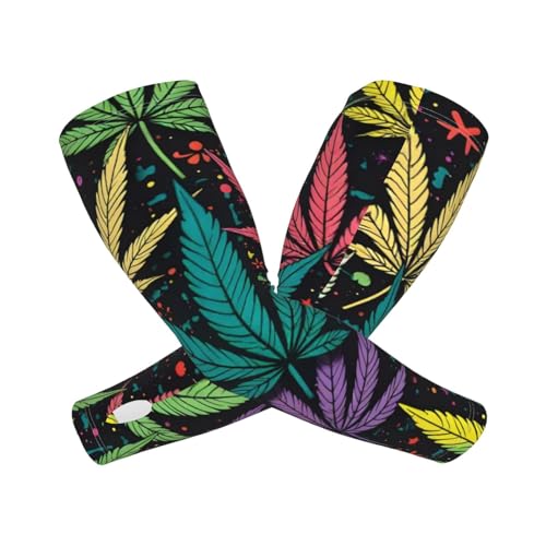 Marijuana Arm Sleeves Cannabis Weed Gardening Sleeves for Women Men - color: Marijuana 070