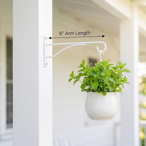 Eyrosa 8" Plant Hangers Hanging Hooks Minimalist 6 Pack, White - color: White