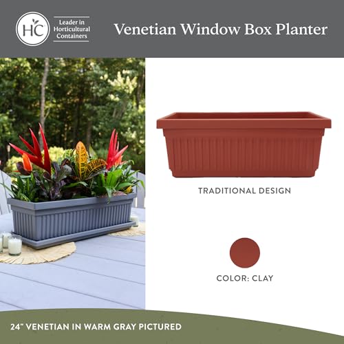 The HC Companies Venetian Window Planter Box, 18 Inch, Clay, 2-Pack - color: Clay, size: 18", style: Pack of 2