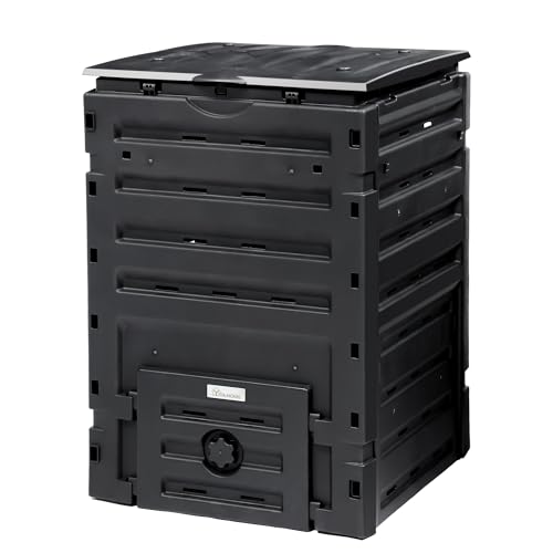 YITAHOME 120 Gallon (450L) Large Outdoor Compost Bin, Composter Box with Snap-on Top Lid and Aeration System, Lightweight Garden Compost Barrel Tumbler, Easy Assembly