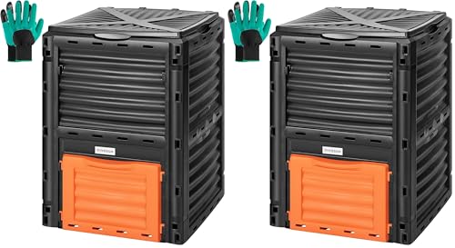 VIVOSUN Compost Bin 80Gallon (300L), Outdoor Composter W/Large Capacity & Easy Assembling, Compost Barrel for Fast Creation of Fertile Soil (Pack of 2) - size: 80 Gallon (Pack of 2)