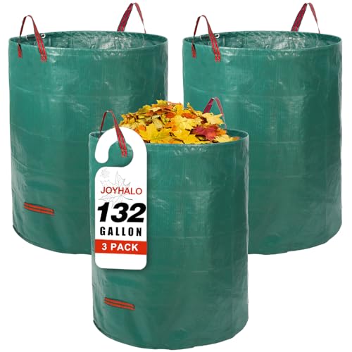 132 Gallon 3 Pack Reusable Lawn Bags for Yard & Garden - color: Green-132 Gallons