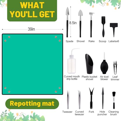 ANPHSIN 20pcs Small Gardening Tools Gifts for Women Beginners, Green - color: Green