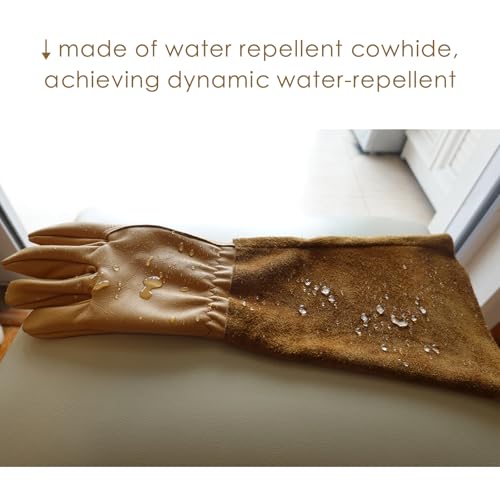 [Clearance promotion] Long Gardening Gloves for Women/Men-Thorn Proof Rose Pruning Gloves, Leather work Gauntlet - size: Large