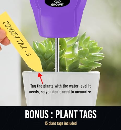Soil Water Monitor for Plants - Soil Moisture Meter | Hydrometer for Plants | Plant Moisture Meter Houseplants | Water Tester for Plants | Farming Indoor and Outdoor Plants-Purple