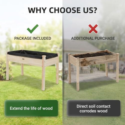 48x24x30 Elevated Wooden Raised Garden Bed with Legs, 300LBS Capacity - color: Natural, size: 48 x 24 x 30in