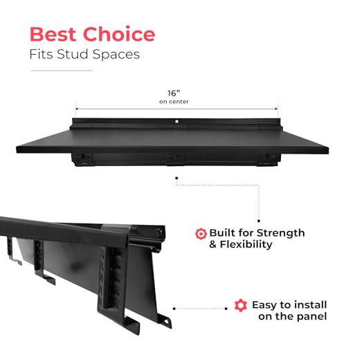 TIDYME Garage Tool Organizer Wall Mount 64", 2 Shelves & 4 Single Hooks - size: 64" Carbon Steel with 2 Racks & 4 Hooks