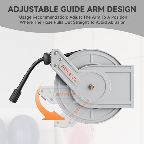 Giraffe Tools 65ft Retractable Pressure Washer Hose Reel, 3200 PSI