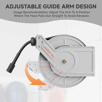 Giraffe Tools 65ft Retractable Pressure Washer Hose Reel, 3200 PSI