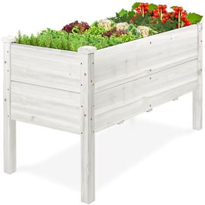 Best Choice Products 48" x 24" x 30" Raised Garden Bed with Extra Deep 16" Depth, Elevated Wood Planter Box Stand for Backyard, Patio, Balcony, Natural Fir Wood - White - color: White, size: 48" Extra Deep 16" Depth
