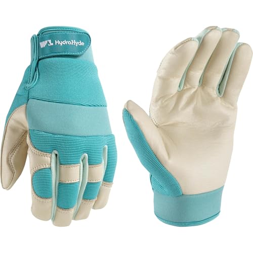 Wells Lamont Women's HydraHyde Leather Hybrid Gloves - color: Aqua/Birch, size: Medium, style: 3204