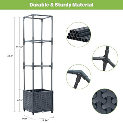 Tomato Planter Box with Trellis 41.3", Tomato Garden Bed with Planters Cage - size: 9.84*9.84*41.3 inch