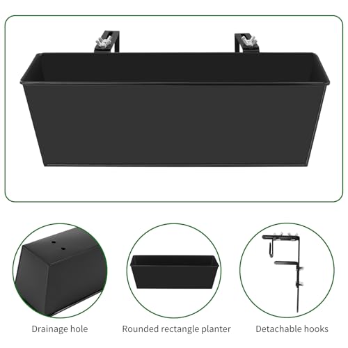 16 Inch Deck Railing Planter Boxes with Adjustable Brackets (4PCS)