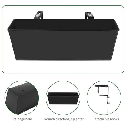 16 Inch Deck Railing Planter Boxes with Adjustable Brackets (4PCS)