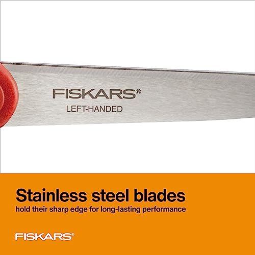 Fiskars 8" Left-Handed All-Purpose Scissors for Fabric & Crafts, Red - style: Left-Handed