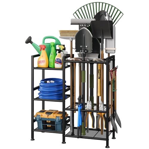 keomaisyto Garden Tool Organizer with Large Hooks, Garage Storage Rack - size: 29.5"W*11.8"D*31.1"H