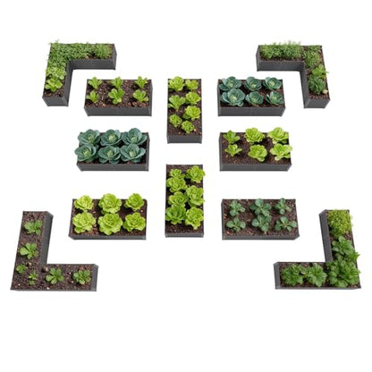 Anleolife 12-Bed Rectangle & L-Shaped Raised Garden Bed Set, Quartz Grey - color: Grenst-grey, size: Set of 12