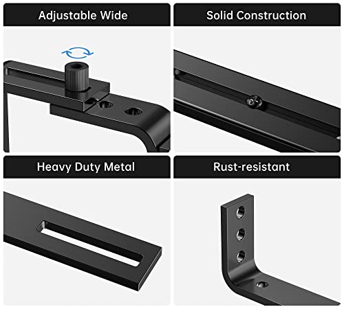 Y&M 2 Pcs Deck Railing Adjustable Planter Box Brackets (6 to 12.5 in), Universal Heavy Duty Iron Flower Box Brackets Wall Mounting Hooks for Fences, Patio, and Garden - Black (Patent Registered) - size: 2 Pcs - Black