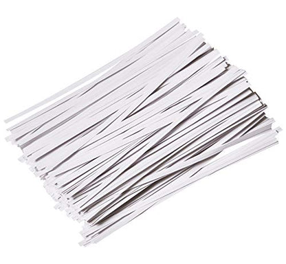 1000 Pcs 6" Paper White Twist Ties Reusable Bread Ties