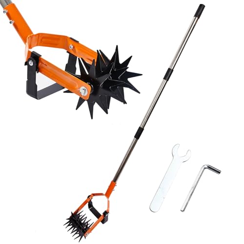 72inch Rotary Cultivator,Gardening Hand Tiller,Adjustable Long Handle,2-in-1 Weeding Cultivator,Aerate,Weed,Till,Sow,Lawn Care,Manual Tiller,Soil Aeration & Mixing