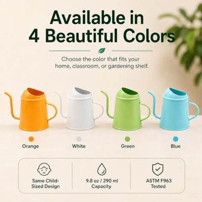 Tiny Montessori Metal Watering Can for Kids with Long Spout (White) - color: White