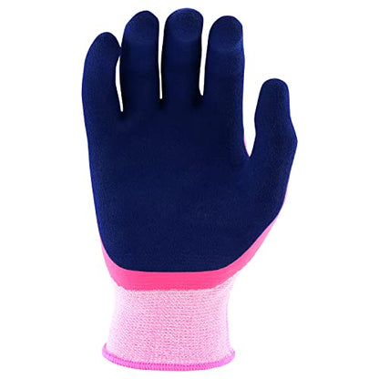 Miracle Gro Women's Double Dipped Sandy Foam Latex Gardening Work Gloves, Water Resistant, Excellent Grip Pink/Purple, Medium - size: Medium (Pack of 2)