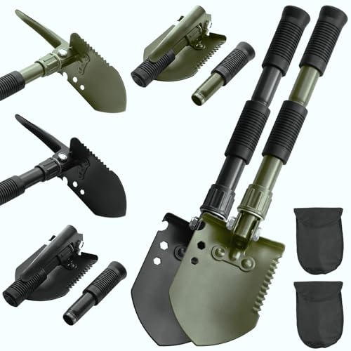 Folding Camping Shovel, Carbon Steel Multi-Tool Survival Shovel for Outdoor, Emergency, Hiking, Car Off-Road (2-Pack) - color: 2-Pack