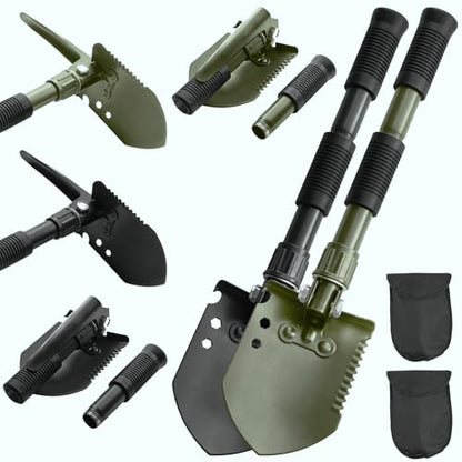 Folding Camping Shovel, Carbon Steel Multi-Tool Survival Shovel for Outdoor, Emergency, Hiking, Car Off-Road (2-Pack) - color: 2-Pack