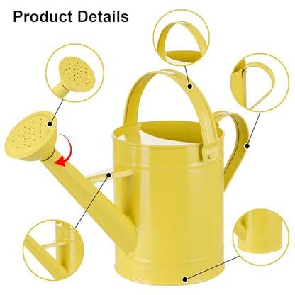DUSVALLY Metal Watering Can, 55 oz Outdoor Plant Watering Can, Yellow
