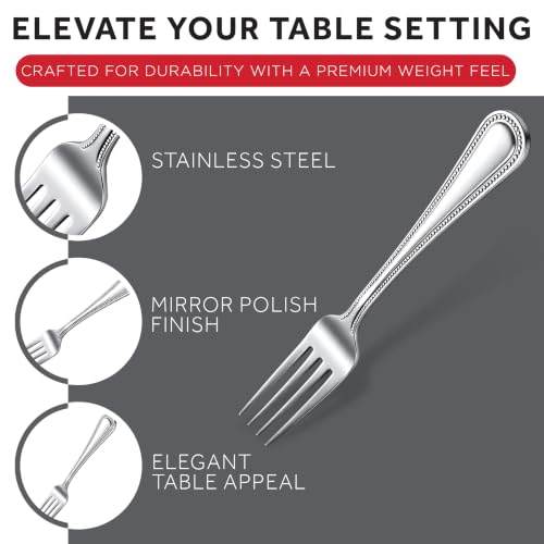 Winco 12-Piece Dots Dinner Fork Set, 18-0 Stainless Steel,Silver