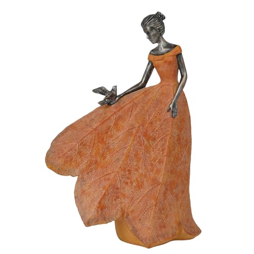 Guichifun Fairy Statue Orange Leaf Angel Girls Fall Decor - color: Orange-bird, size: Large