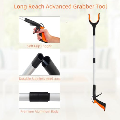 Grabber Reacher Tool, 2 Pack 32" Foldable Lightweight Trash Claw Grabbers
