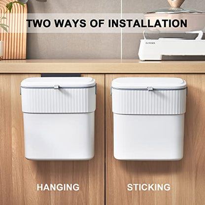 ELPHECO Hanging Trash Can with Lid, 2.5 Gallon, Kitchen Compost Bin - size: 2.5 Gallon
