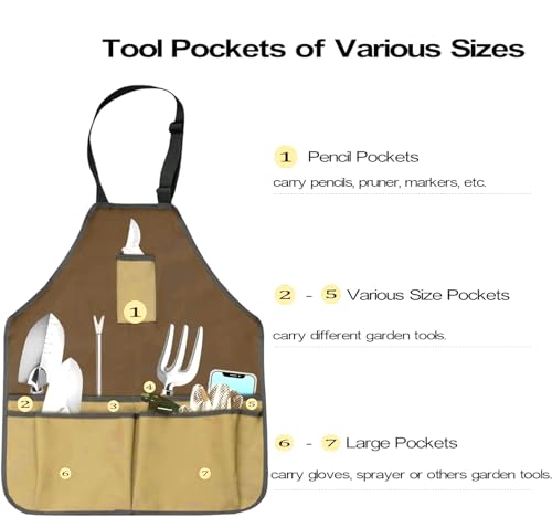 Kids Gardening Apron Tool Bag Waterproof Oxford Canvas Storage