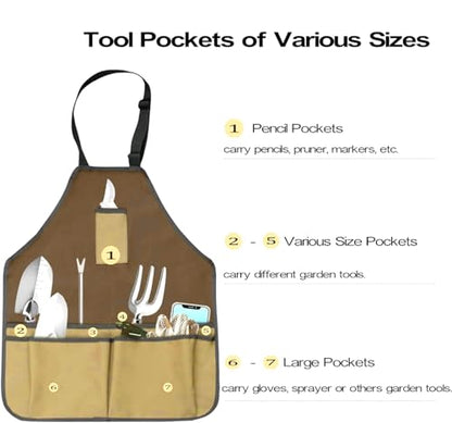 Kids Gardening Apron Tool Bag Waterproof Oxford Canvas Storage