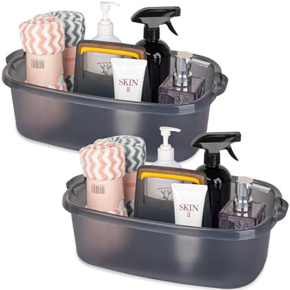 Large Cleaning Supplies Caddy Portable Shower Caddy Basket Clear Grey 2Pk - color: Clear Grey, size: Large, 2pcs