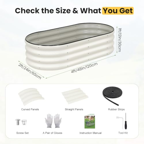 Galvanized Raised Garden Bed Outdoor, 4x2x1FT Planter Box, White - color: White, size: 4x2x1FT(2PCS)
