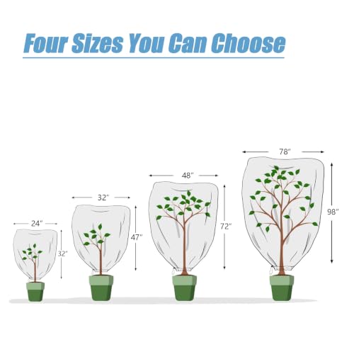 Plant Covers Freeze Protection, 32" x 47" 2.5oz/yd² Reusable Frost Cloth with Drawstring, Winter Plants Jacket Warm Shrubs Cover Blanket Frost Protection for Outdoor Garden Plants, 2 Packs - color: 31X47IN