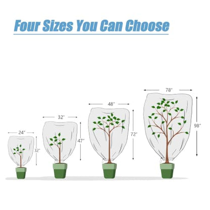 Plant Covers Freeze Protection, 32" x 47" 2.5oz/yd² Reusable Frost Cloth with Drawstring, Winter Plants Jacket Warm Shrubs Cover Blanket Frost Protection for Outdoor Garden Plants, 2 Packs - color: 31X47IN