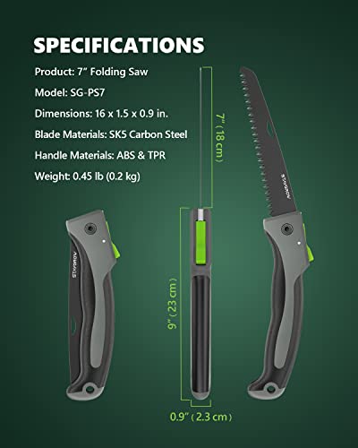 7 Inch Folding Hand Pruning Saw, Heavy Duty Foldable Camping Saw