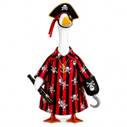 Halloween Porch Goose Outfit, Pirate Costume for 23-Inch Lawn Statue - color: Pirate
