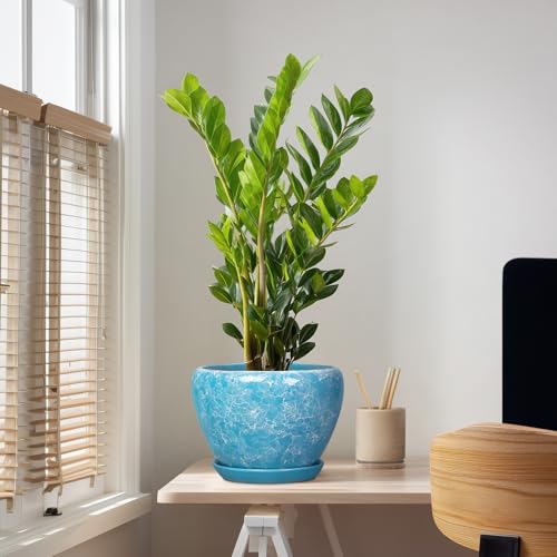 Indoor Plant Pots 10 Inch, Ceramic Planter, Bubble Blue - color: Bubble Blue, size: 10 Inch