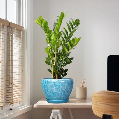 Indoor Plant Pots 10 Inch, Ceramic Planter, Bubble Blue - color: Bubble Blue, size: 10 Inch