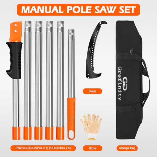 Grefinity Manual Pole Saw, 7.8 Ft Pole Saws for Tree Trimming - size: 7.8Ft