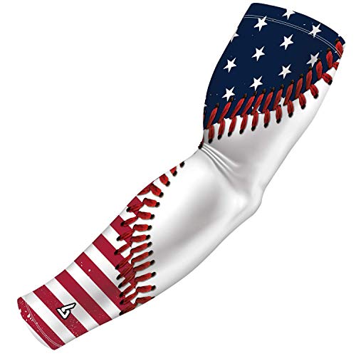 B-Driven Sports Sleeve Pro-Fit - Patriotic Arm Sleeve - USA, Cuba, Mexico, Israel, Canada, Venezuela, Dominican Rep. - Single - color: Usa Baseball, size: XXXX-Small (Youth Small)
