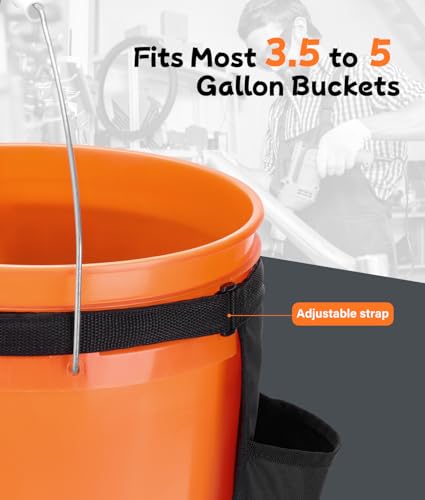 Bucket Tool Organizer, 5 Gallon Garden Bucket Tool Bag with Mesh Pocket