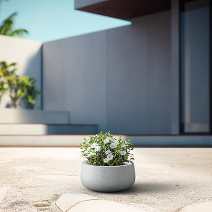 Kante Accent Round Bowl Pale Gray Concrete Planter 16" Dia, Outdoor - color: Natural Concrete, size: 15.7"w