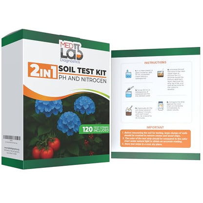Med Lab Soil Test Kit, 2-in-1 Soil Nitrogen & PH Test Strips