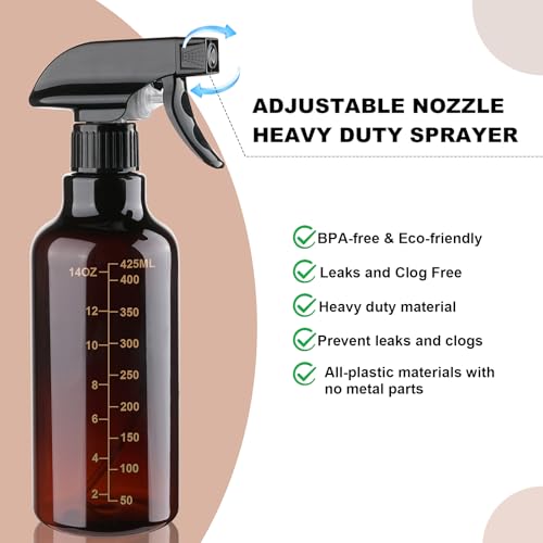 16.9oz Plastic Spray Bottle With Scale, 2 Pack - color: Amber-scale