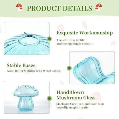 Mushroom Glass Propagation Station for Plants: Set of 5